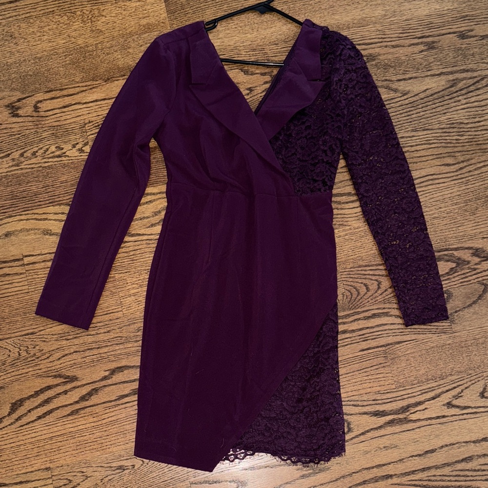 NWOT VENUS Asymmetrical Purple Lace Dress